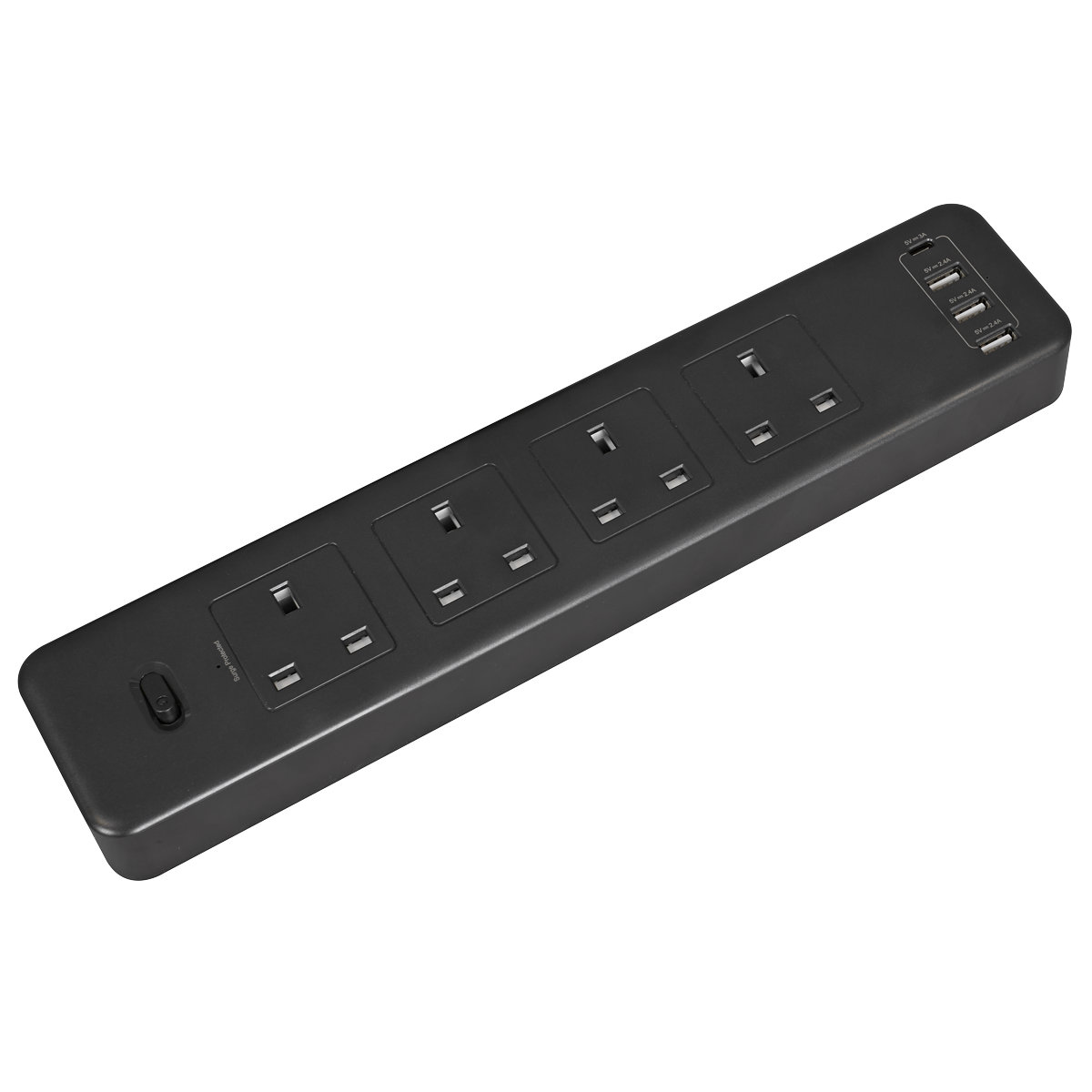 2.6m Extension Lead with USB Ports - Black
