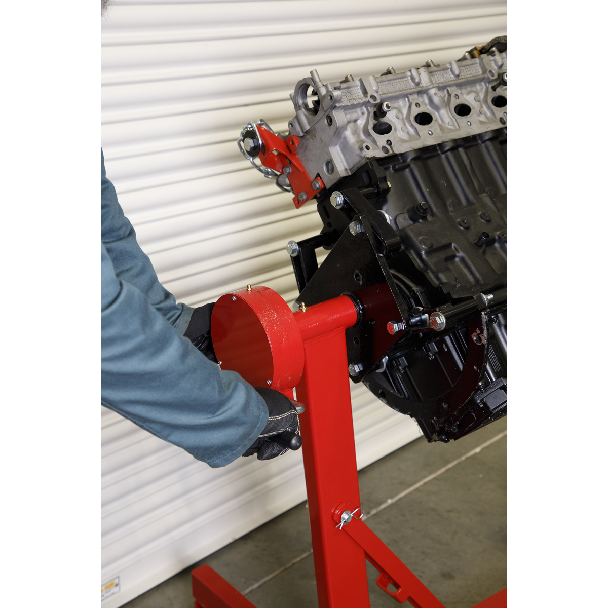 Folding 360º Rotating Engine Stand with Geared Handle Drive 450kg Capacity