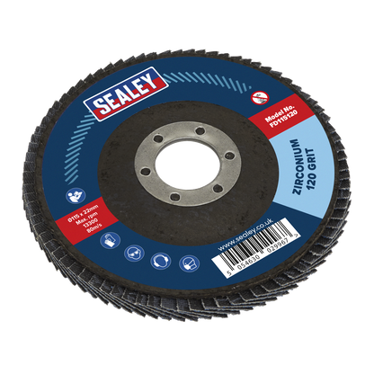 115mm Zirconium Flap Discs 120Grit 22mm Bore - Pack of 10