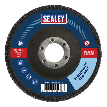 115mm Zirconium Flap Disc 120Grit 22mm Bore