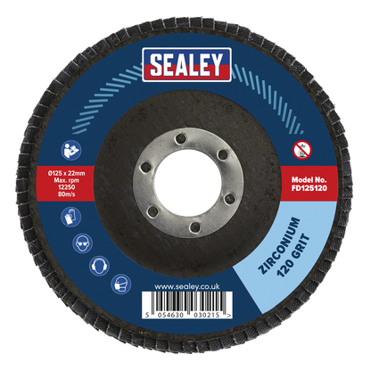 125mm Zirconium Flap Disc 120Grit 22mm Bore