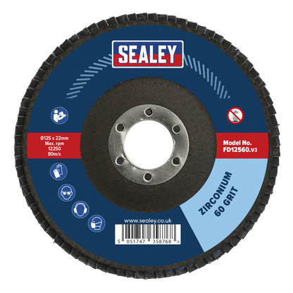 125mm Zirconium Flap Disc 60Grit 22mm Bore