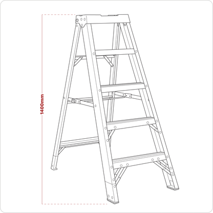 Fibreglass Step Ladder 4-Tread - BS EN 131
