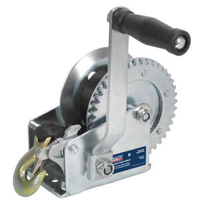 Geared Hand Winch with Webbing Strap 540kg Capacity