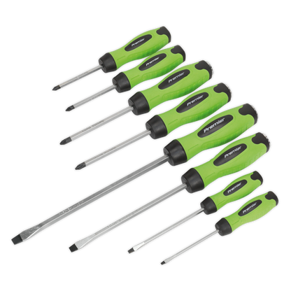 Premier Hammer-Thru Screwdriver Set 8pc - Hi-Vis Green