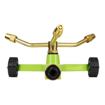 3-Arm Brass Sprinkler with Metal Wheeled Base