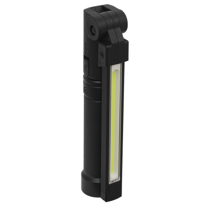 Rechargeable Aluminium Folding Pocket Light 2 COB & 1 SMD LED