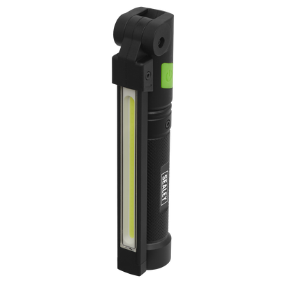 Rechargeable Aluminium Folding Pocket Light 2 COB & 1 SMD LED