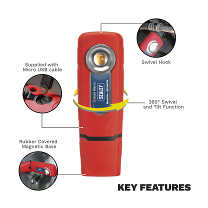 360° Rechargeable Inspection Light 5W COB LED Colour Match CRI 96 - 3-Colour