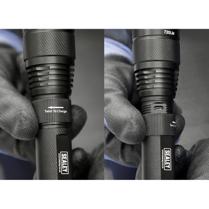 Rechargeable Aluminium Torch with Adjustable Focus 10W SMD LED