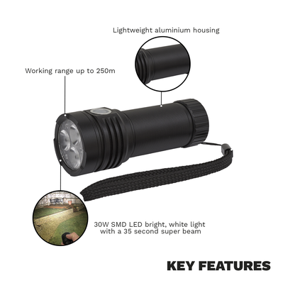 Rechargeable Super Beam Pocket Light 3500lm SMD LED 30W