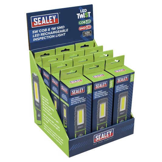 LED Twist Rechargeable Inspection Light, Green - Box of 12