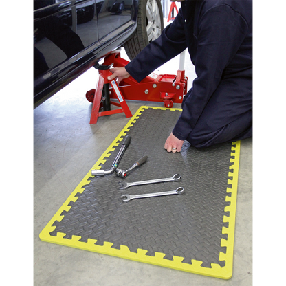 Interlocking EVA Foam Workshop Mat Set with Hi-Vis Edges 1240 x 1825mm