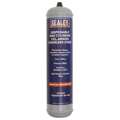 Disposable Carbon Dioxide/Argon Gas Cylinder 100g