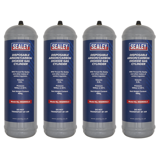 Disposable Argon/Carbon Dioxide Gas Cylinder 430g, 2.2L - Pack of 4