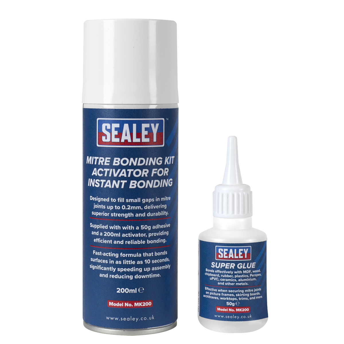 Mitre Bonding Kit with Super Glue 50g & Activator 200ml for Instant Bonding