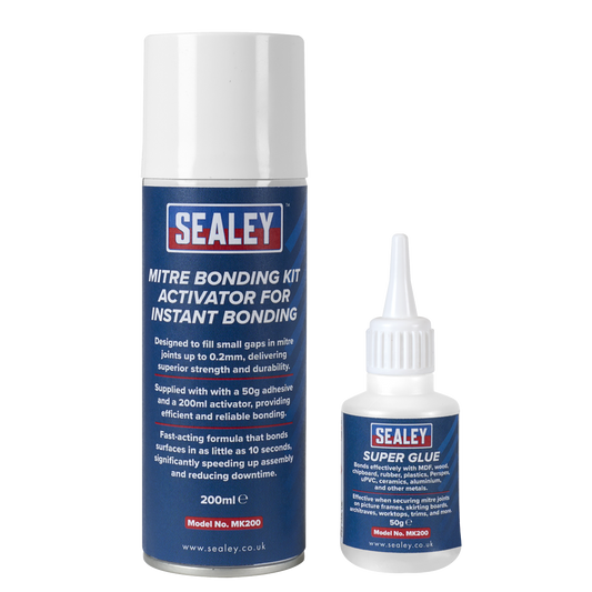 Mitre Bonding Kit with Super Glue 50g & Activator 200ml for Instant Bonding