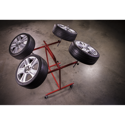 Heavy-Duty Alloy Wheel Painting/Repair Stand 4 Wheel Capacity