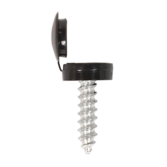 Numberplate Screw with Flip Cap 4.2 x 19mm, Black - Pack of 50