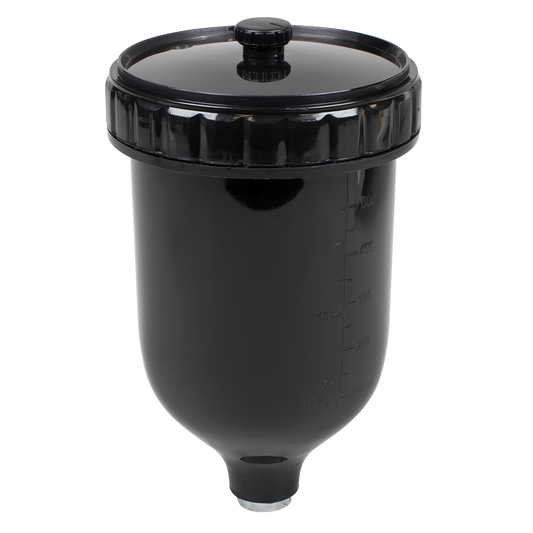 UV Paint Spray Gun Pot with Brass Fitting 600ml - Black