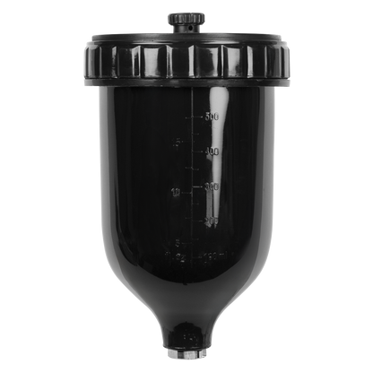 UV Paint Spray Gun Pot with Brass Fitting 600ml - Black