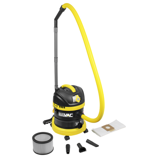 BuilderVac® Wet & Dry Vacuum Cleaner 15L Stainless Steel Drum M Class Filtration 110V