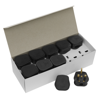 13A Plug, Black - Pack of 20