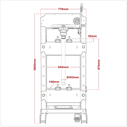 Viking Floor Type Air/Hydraulic Press with Sliding Ram and Foot Pedal 30 Tonne