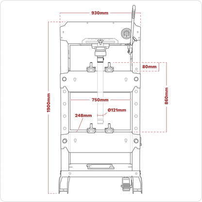 Viking Floor Type Air/Hydraulic Press with Sliding Ram and Foot Pedal 50 Tonne