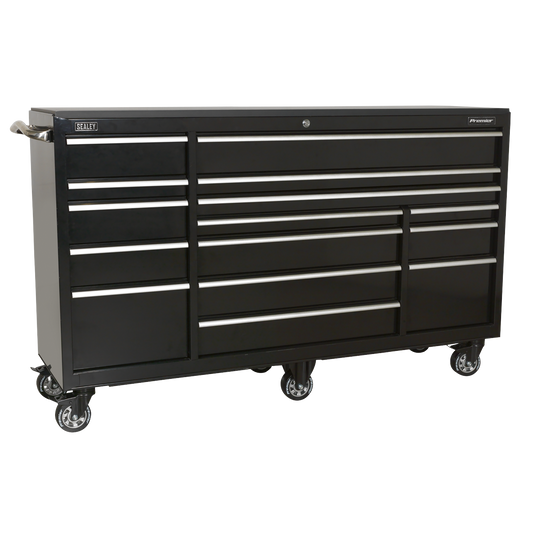 Premier™ Heavy-Duty Extra-Wide Rollcab 15 Drawer 1845mm - Black