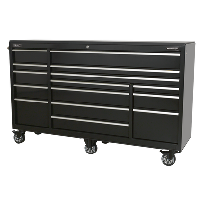 Premier™ Heavy-Duty Extra-Wide Rollcab 15 Drawer 1845mm - Black