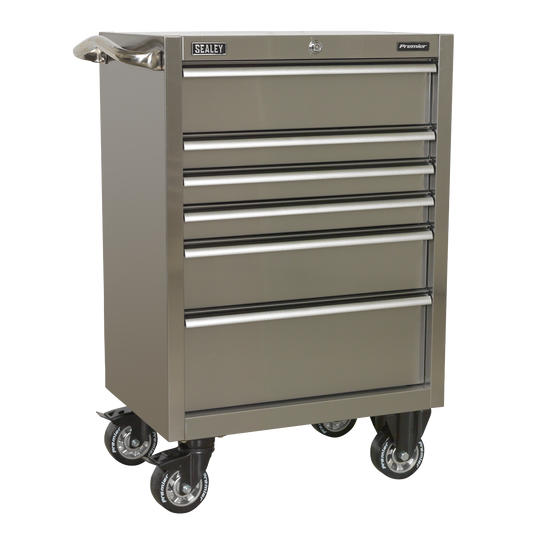 Premier™ Heavy-Duty Rollcab 6 Drawer 675mm - Stainless Steel