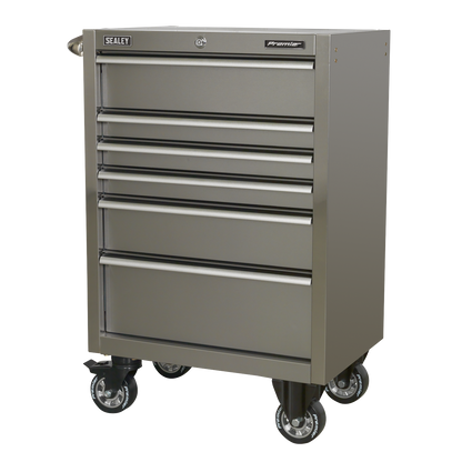 Premier™ Heavy-Duty Rollcab 6 Drawer 675mm - Stainless Steel