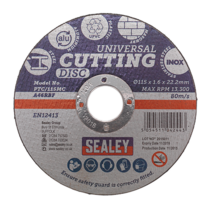 115 x 1.6mm Universal Cutting Disc 22mm Bore