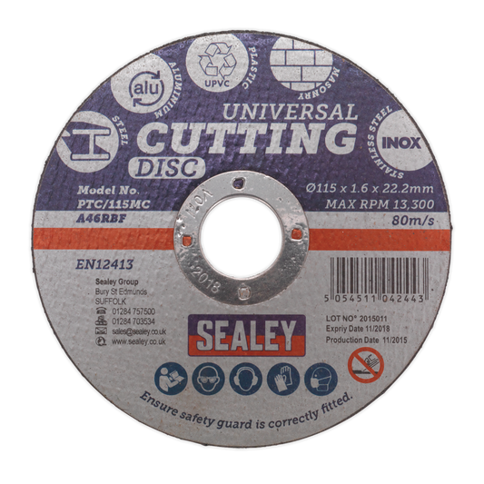 115 x 1.6mm Universal Cutting Disc 22mm Bore