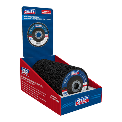 115 x 13mm Black Polycarbide Abrasive Strip Disc 22mm Bore - Display Box of 10