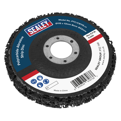 115 x 13mm Black Polycarbide Abrasive Strip Disc 22mm Bore - Display Box of 10