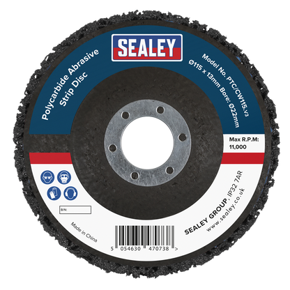 115 x 13mm Black Polycarbide Abrasive Strip Disc 22mm Bore - Display Box of 10