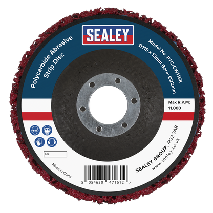 Polycarbide Abrasive Strip Disc 115 x 13 x 22mm - Red