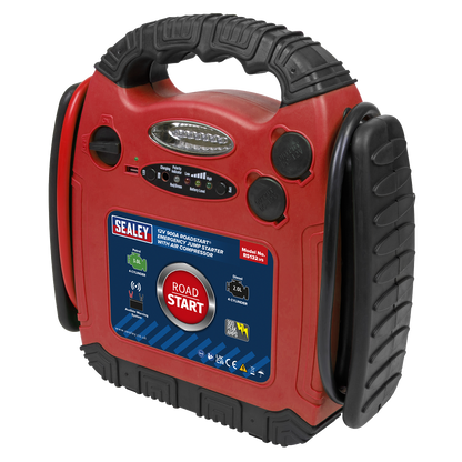 RoadStart® 12V Emergency Jump Starter with Air Compressor 900 Peak Amps