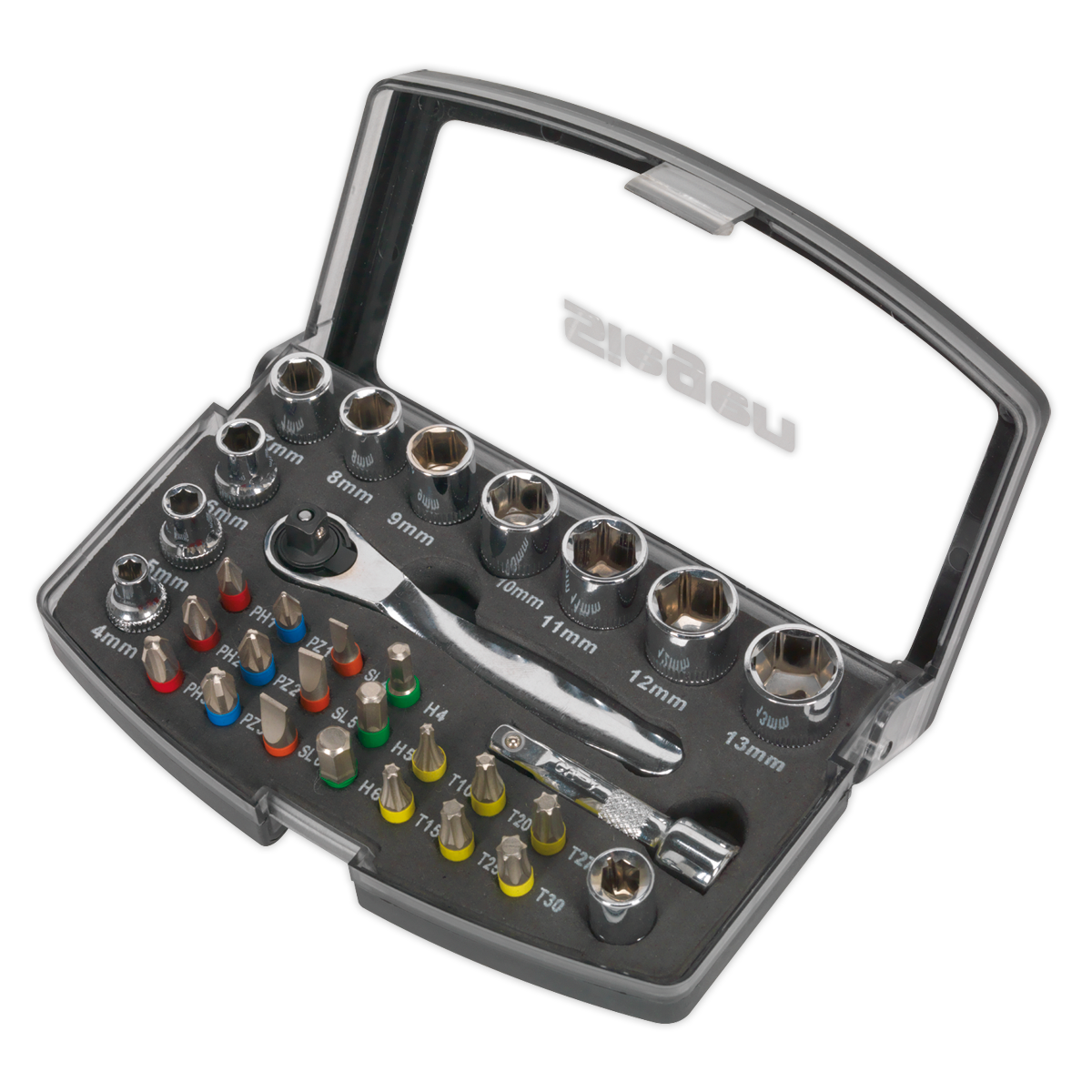 Siegen Socket & Bit Set 1/4"Sq Drive 31pc