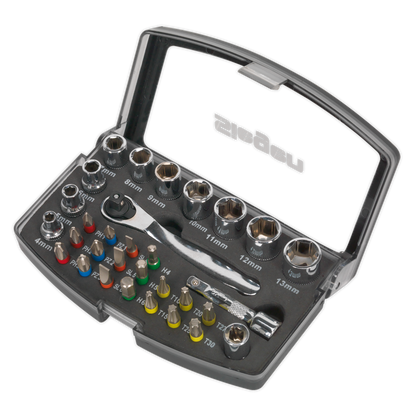Siegen Socket & Bit Set 1/4"Sq Drive 31pc