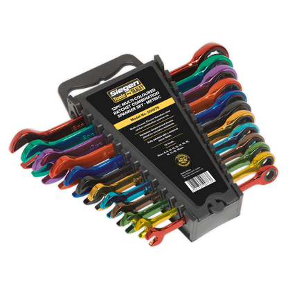 Siegen Multi-Coloured Combination Ratchet Spanner Set 12pc