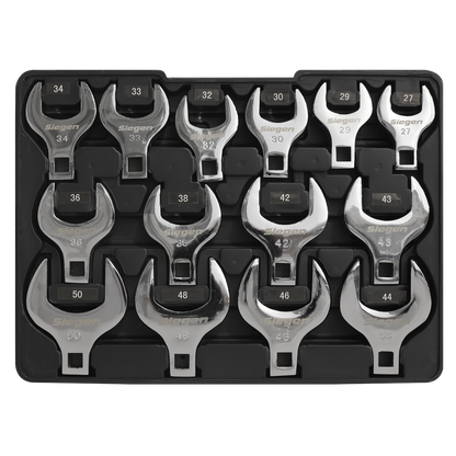 Siegen Crow's Foot Open End Spanner Set 1/2"Sq Drive 14pc
