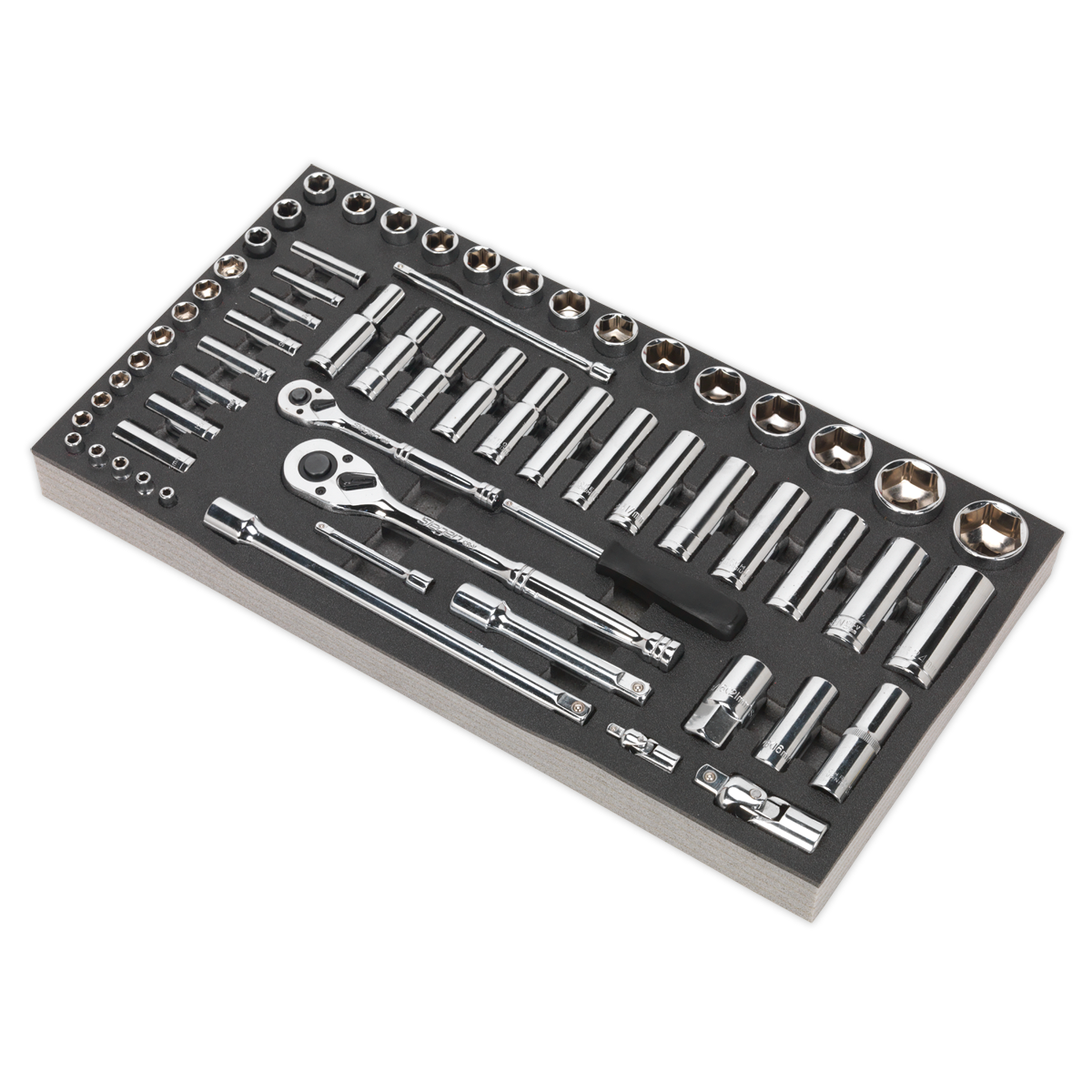 Siegen Socket Set with Tool Tray 1/4" & 1/2"Sq Drive 62pc