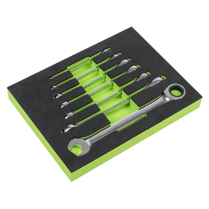 Siegen Combination Ratchet Spanner Set with Tool Tray 7pc