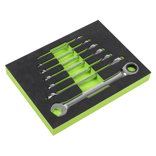 Siegen Combination Ratchet Spanner Set with Tool Tray 7pc