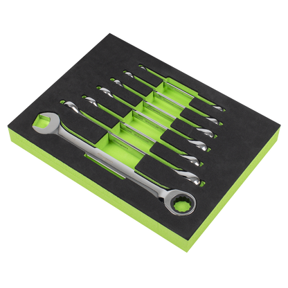 Siegen Combination Ratchet Spanner Set with Tool Tray 7pc