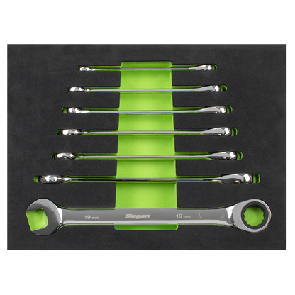 Siegen Combination Ratchet Spanner Set with Tool Tray 7pc
