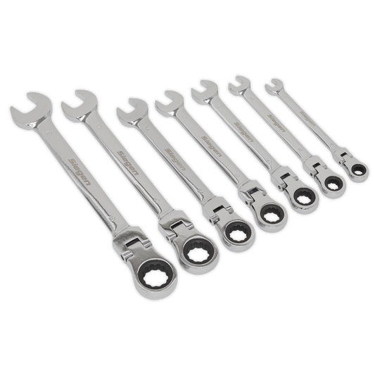 Siegen Flexi-Head Combination Ratchet Spanner Set 7pc